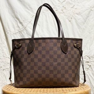 LOUIS VUITTON Neverfull PM Damier Ebene Brown Tote Bag Purse